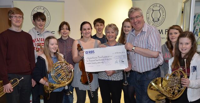 PKMF chairperson, Mhairi Mackinnon, was delighted to accept a cheque for £2381 on behalf of the foundation.